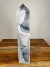 Load image into Gallery viewer, Discounted Moss Agate Tower Crystal With Banding