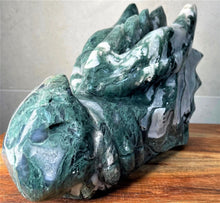 Load image into Gallery viewer, XXL Moss Agate Crystal Dragon Head 4.2KG