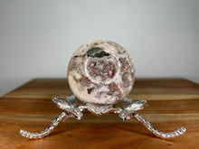 Load image into Gallery viewer, Pink Flower Agate With Pyrite Inclusions Crystal Sphere