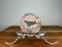 Load image into Gallery viewer, Pink Flower Agate With Pyrite Inclusions Crystal Sphere