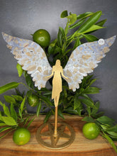 Load image into Gallery viewer, Purple Flower Agate Angel Guardian Wings