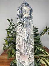 Load image into Gallery viewer, Stunning XXL Natural Moss Agate Crystal Druzy Geode Tower Column