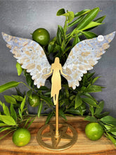 Load image into Gallery viewer, Purple Flower Agate Angel Guardian Wings