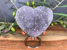 Load image into Gallery viewer, Calming Lavender Amethyst Cluster Crystal Love Heart