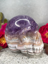 Load image into Gallery viewer, Beautiful Mexican Crazy Lace Agate Amethyst Crystal Skull Carving
