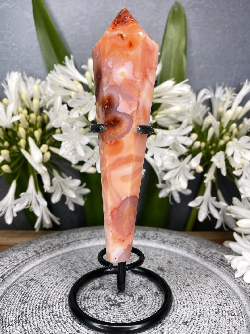 Enthusiasm Carnelian Crystal Wand With Black Stand