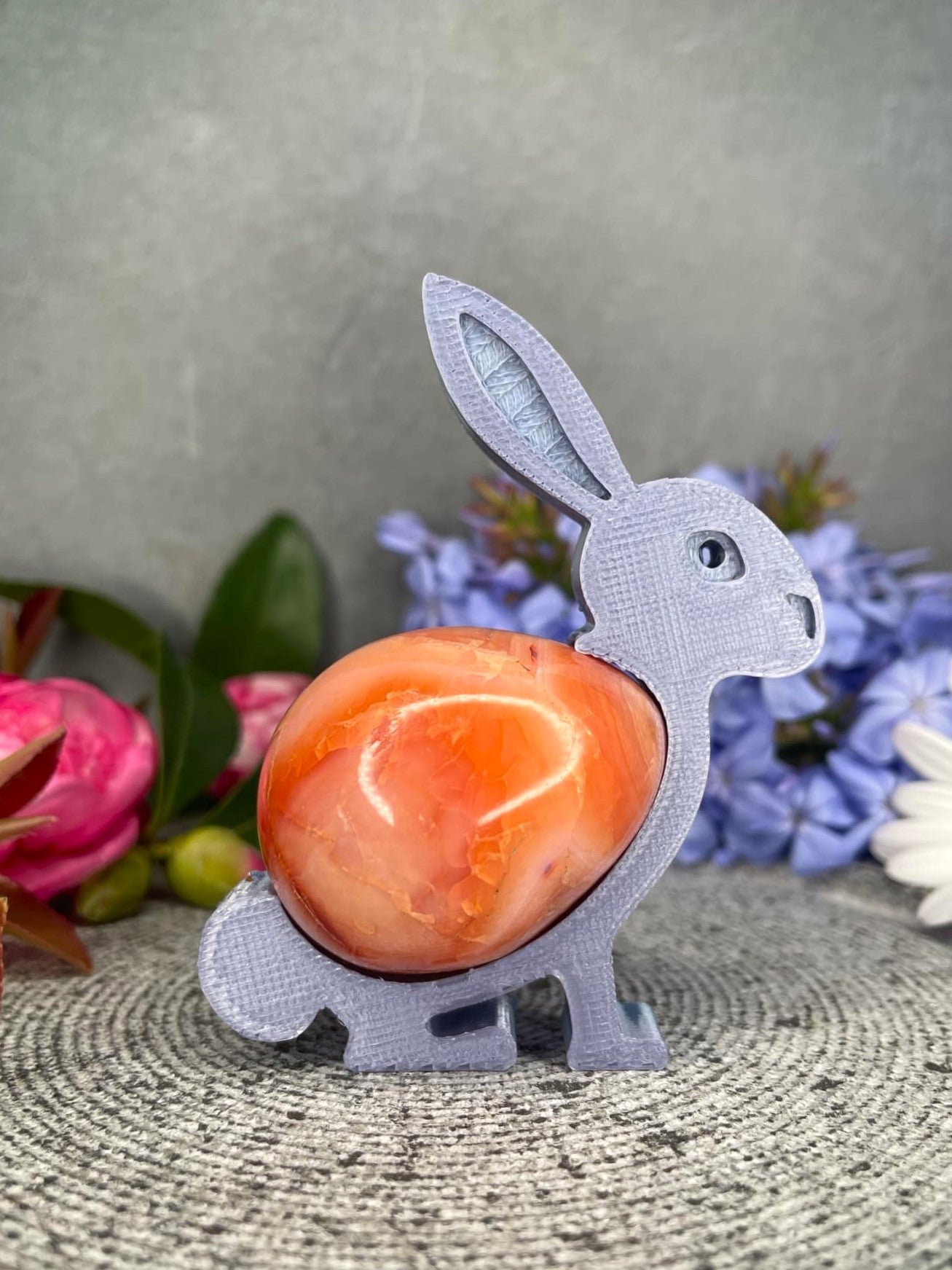 Easter Crystal Rabbit Amazing Rabbit Carnelian Crystal Egg Carving With Adorable Easter Bunn ...
