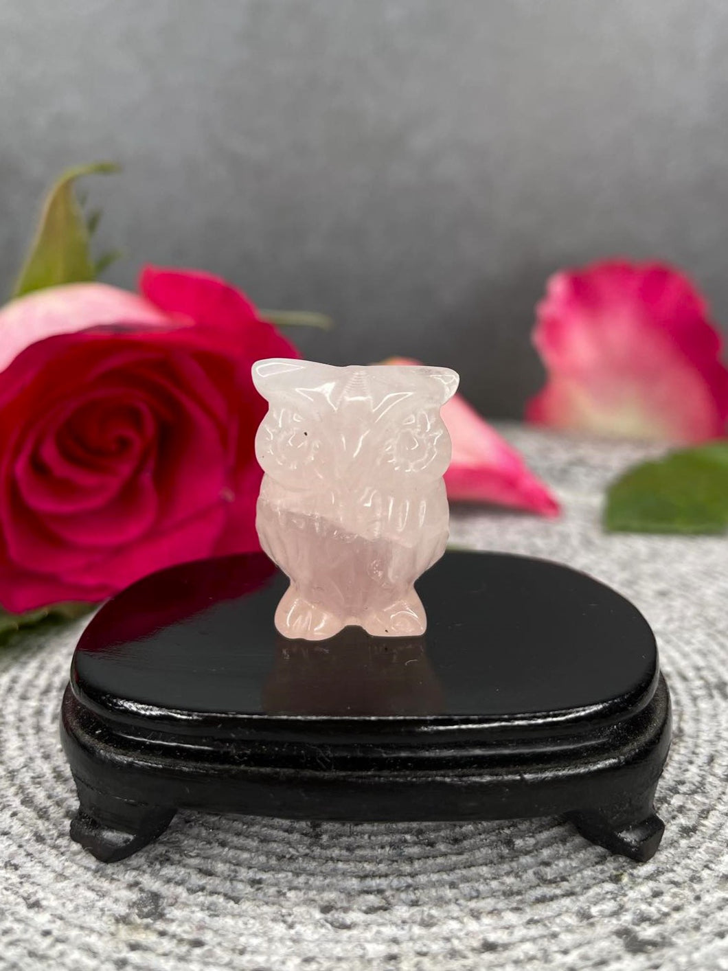 Rose Quartz Owl Crystal Carving