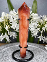 Load image into Gallery viewer, Passion Carnelian Crystal Wand With Black Stand
