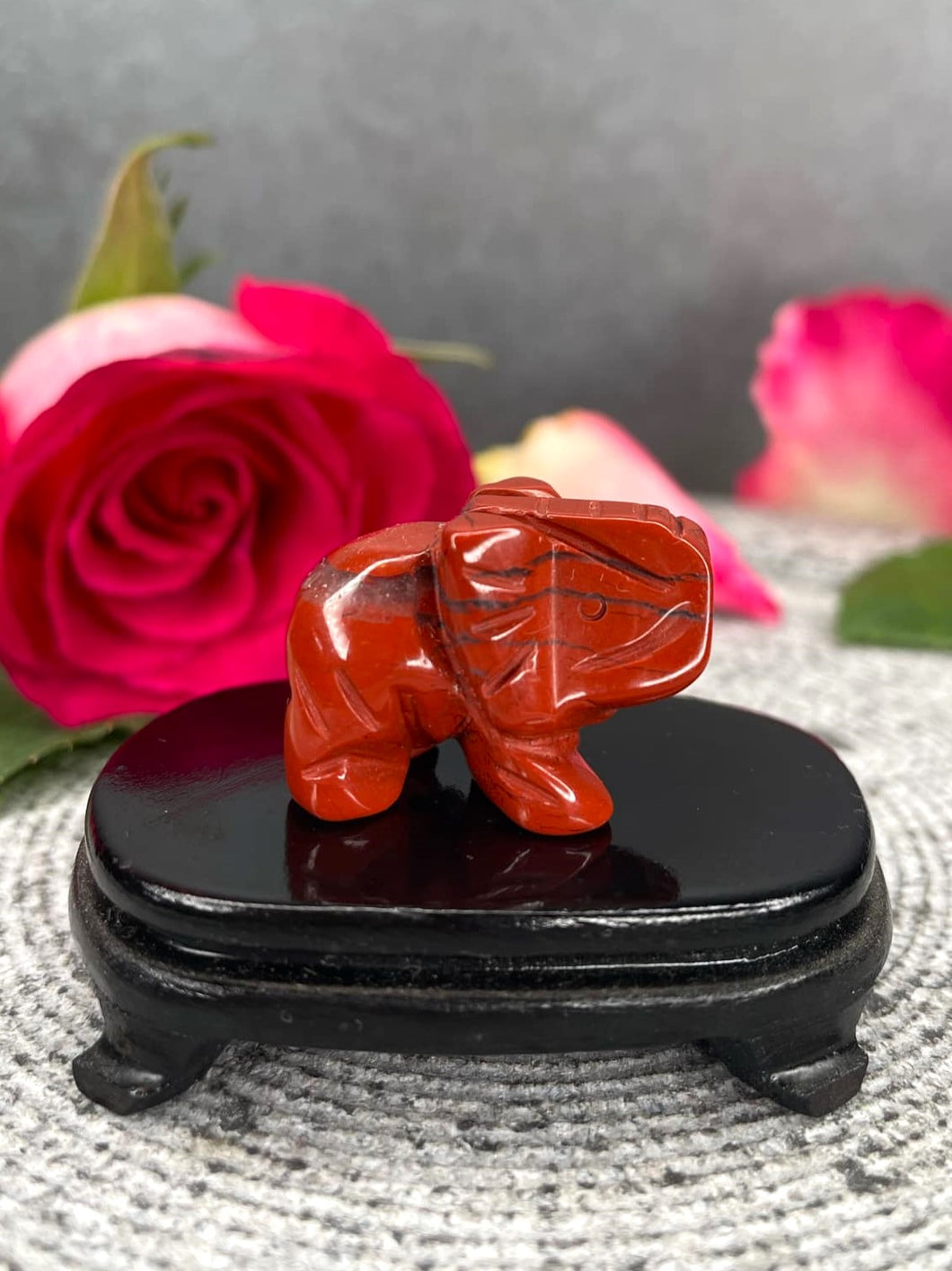 Red Jasper Crystal Elephant Carving