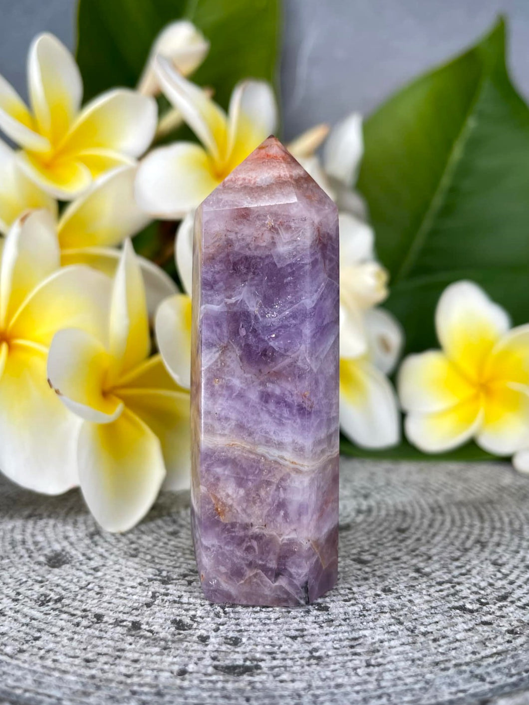 Stunning Mexican Crazy Lace Agate Amethyst Crystal Tower Point