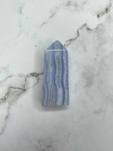 Load image into Gallery viewer, Serene Blue Lace Agate Crystal Tower Point 1pc
