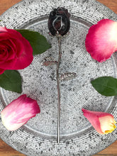 Load image into Gallery viewer, Garnet Rose Crystal Carving With Silver Stem
