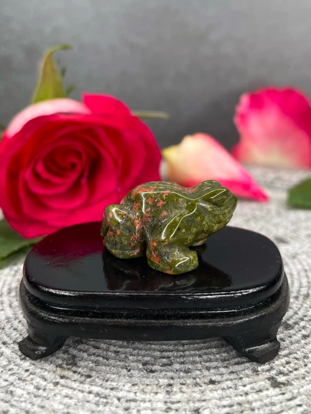 Unakite Crystal Frog Carving