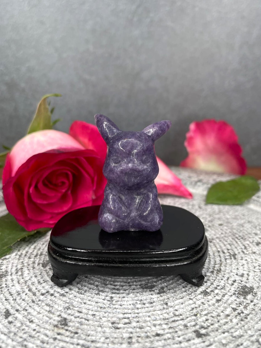 Stunning Lepidolite Crystal Pikachu Carving