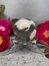 Load image into Gallery viewer, Black Flower Agate Crystal Sphere
