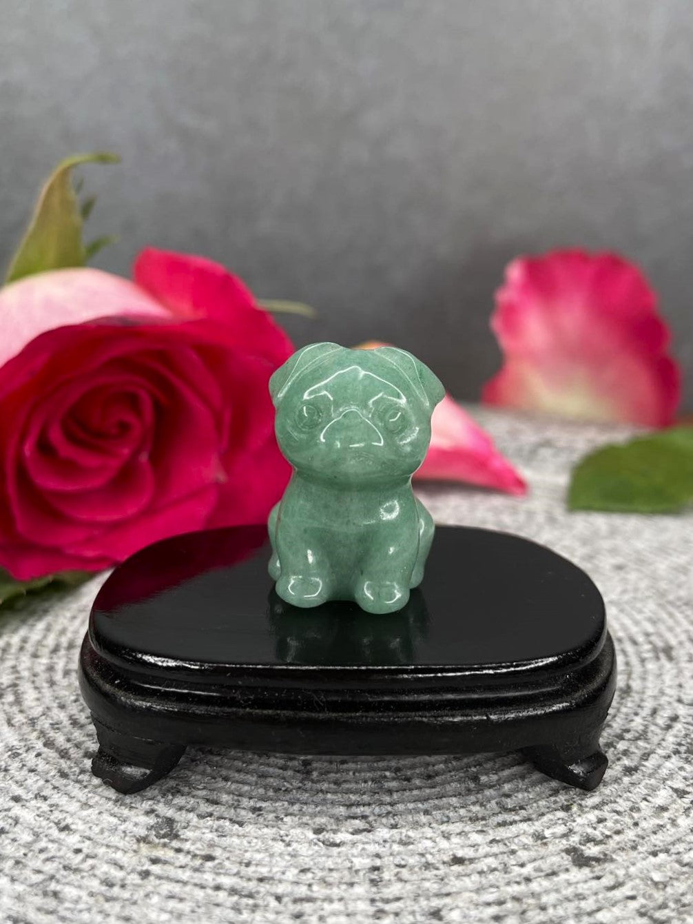 Green Aventurine Pug Dog Crystal Carving