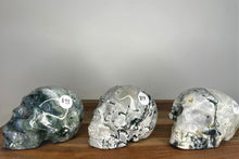 Load image into Gallery viewer, Carving Moss Agate Crystal Human Skull
