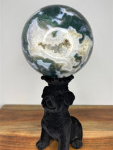 Load image into Gallery viewer, XXL Natural Moss Agate Sphere
