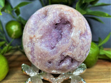 Load image into Gallery viewer, Rare High Quality Pink Amethyst Sphere With Sparkly Geodes Druzy
