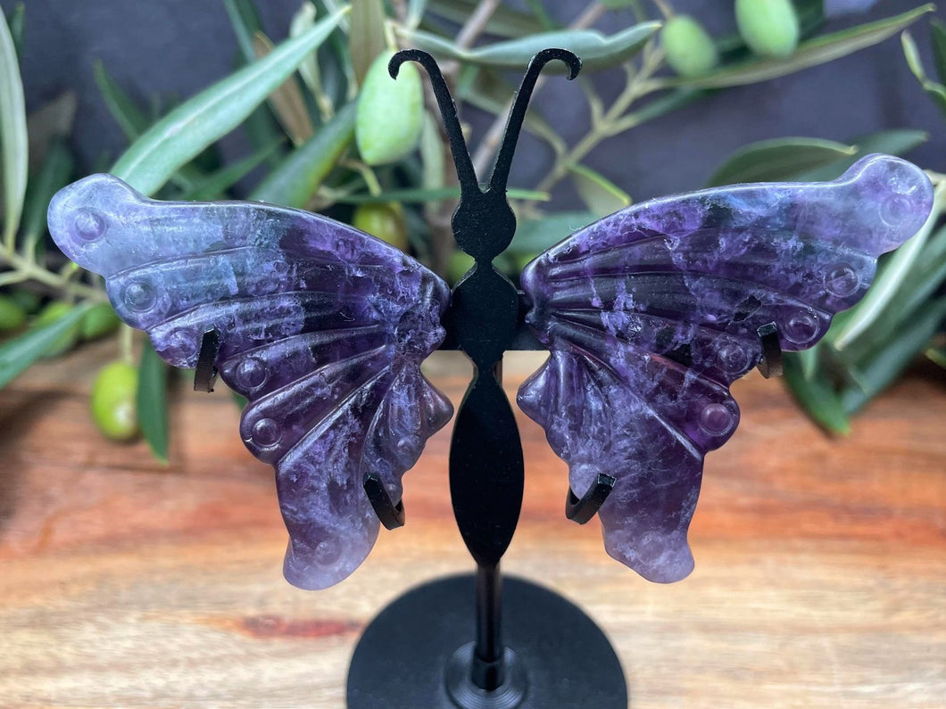 Mini Purple And Green Fluorite Butterfly Wings