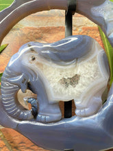 Load image into Gallery viewer, Blue Agate Banding Elephant Sculpture With Dendritic Inclusions
