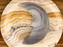 Load image into Gallery viewer, Agate Crystal Crescent Moon Stone Carving

