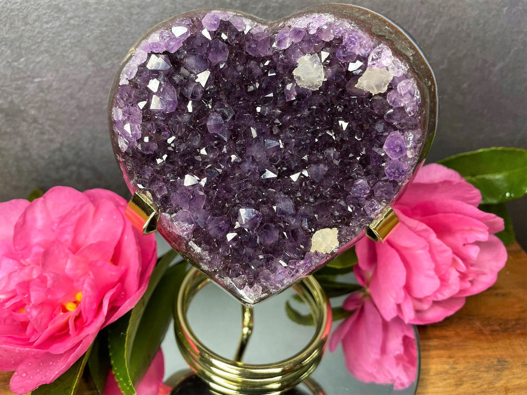 Amethyst Cluster Crystal Geode Love Heart