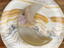 Load image into Gallery viewer, Pink Druzy Crescent Moon Agate Crystal
