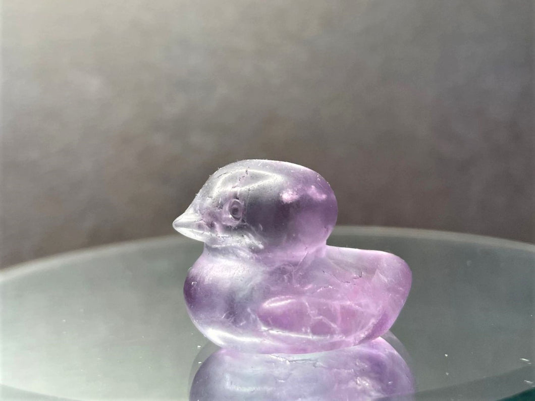 Purple And Green Fluorite Duck Crystal Carving