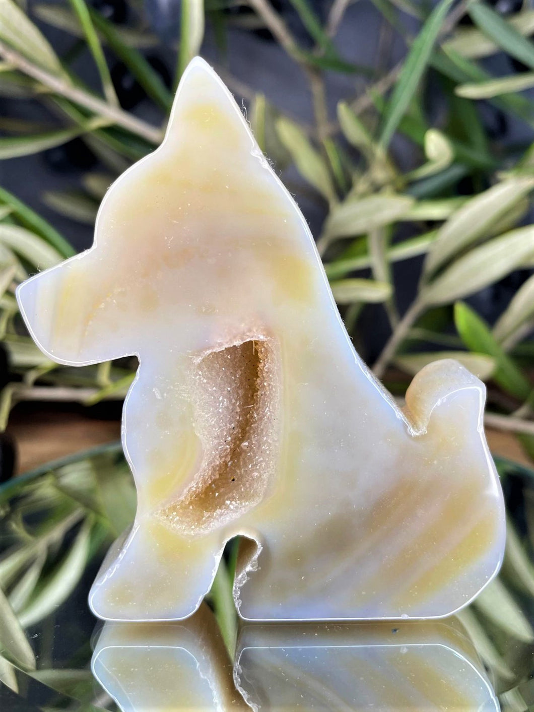 Gorgeous Crystal Agate Dog Carving