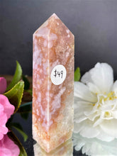 Load image into Gallery viewer, Pink Flower Agate Crystal Gemstone Tower
