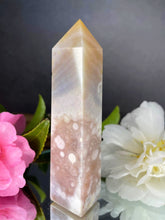 Load image into Gallery viewer, Pink Flower Agate Gemstone Tower
