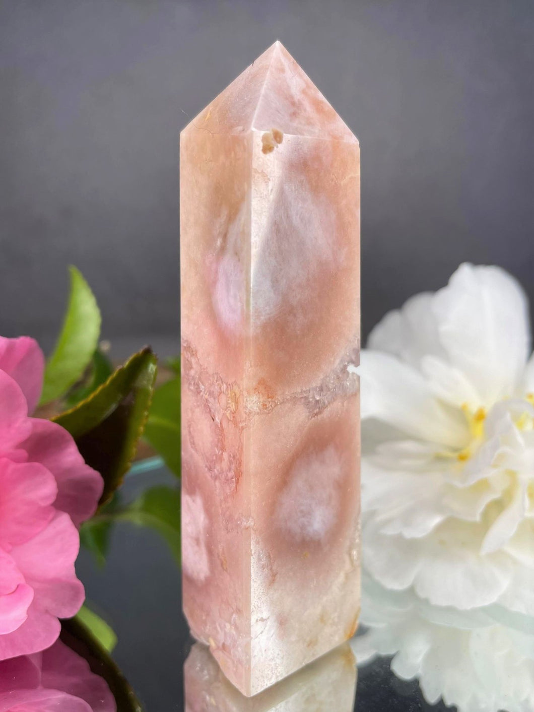 Pink Amethyst With Flower Agate Tower Chakra Healing