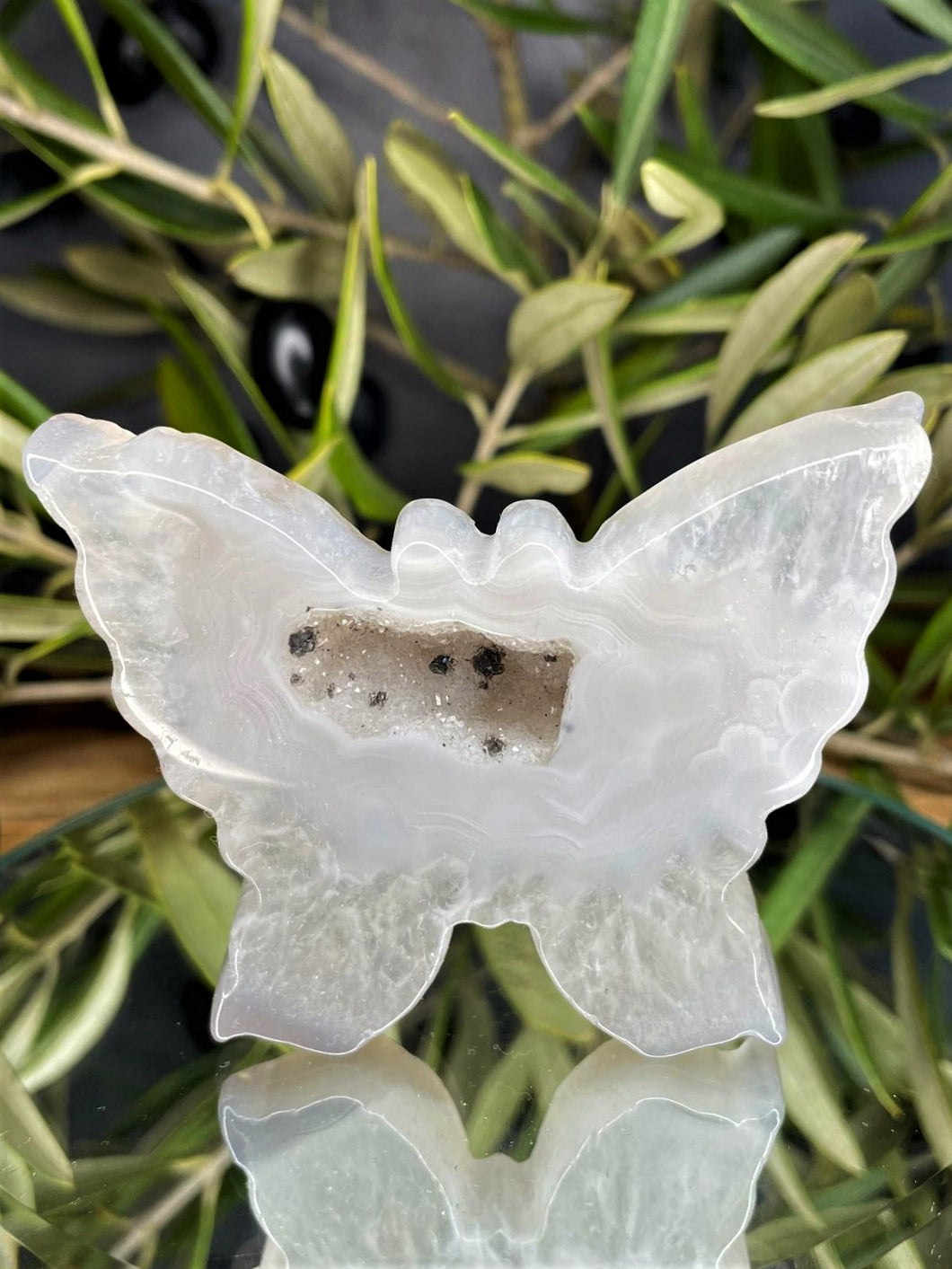Agate Butterfly Carving With Sparkling Druzy