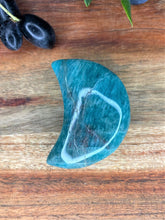 Load image into Gallery viewer, High Quality Blue Amazonite Crescent Moon Palm Stone
