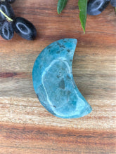 Load image into Gallery viewer, Crystal Blue Amazonite Crescent Moon Palm Stone
