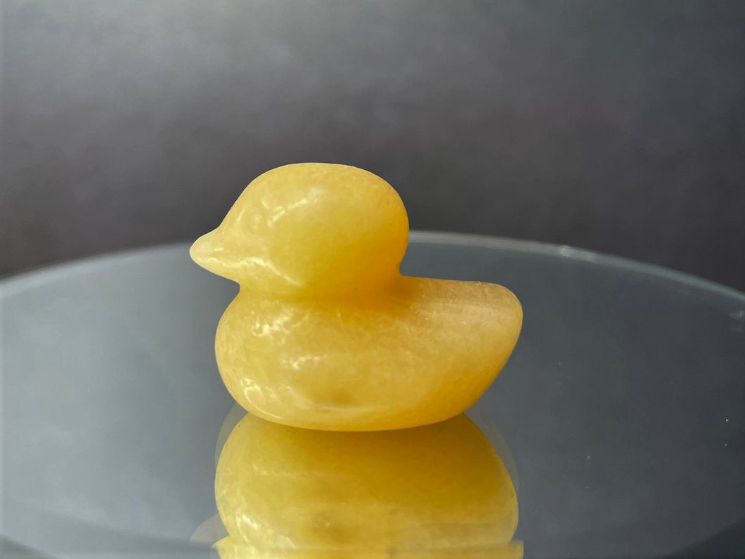Charming Yellow Calcite Crystal Duck Carving
