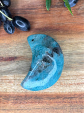Load image into Gallery viewer, Meditation Blue Amazonite Crescent Moon Palm Stone
