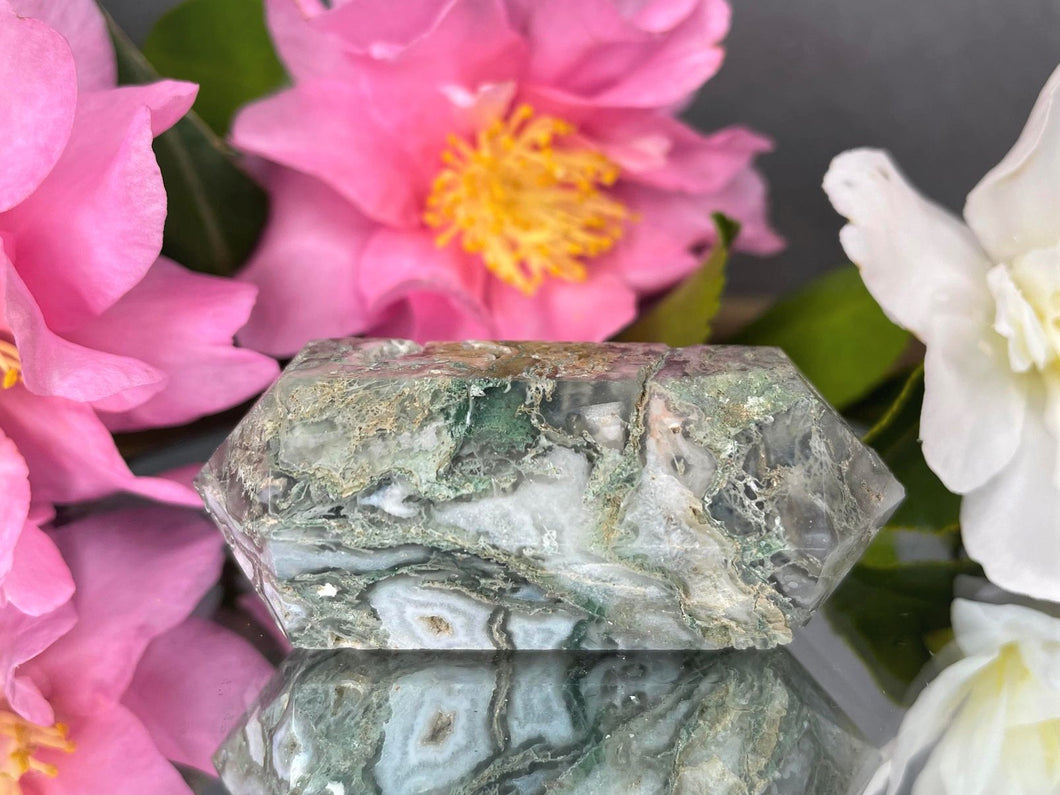 Chakra Healing Crystal Moss Agate Double Point