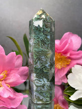 Load image into Gallery viewer, Secret Garden Crystal Moss Agate Tower
