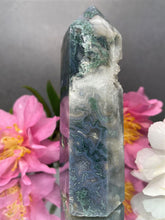 Load image into Gallery viewer, Natural Crystal Blue Green Moss Agate With Quartz Inclusions
