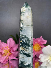 Load image into Gallery viewer, Natural Crystal Moss Agate Tower With Quartz Inclusions
