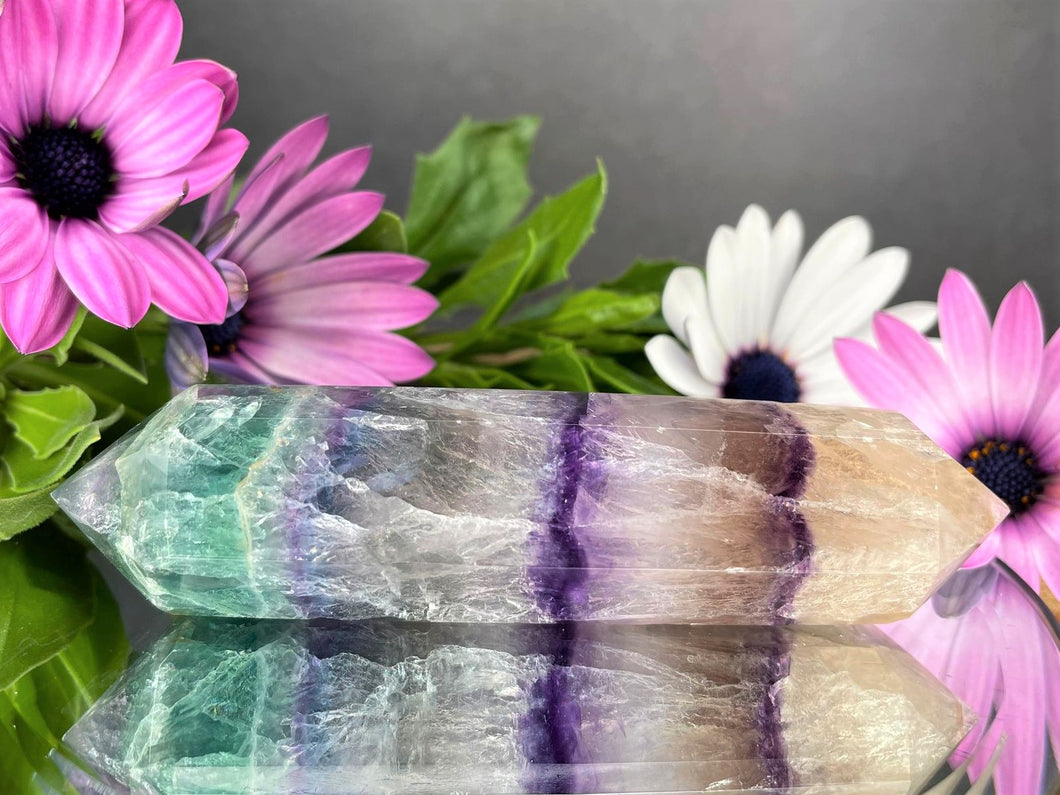 Natural Colorful Fluorite Double Point Chakra Healing