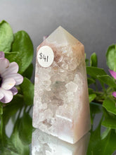 Load image into Gallery viewer, Pink Amethyst With Flower Agate Crystal Tower Point
