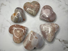 Load image into Gallery viewer, Pink Amethyst With Flower Agate Crystal Love Heart
