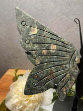 Load image into Gallery viewer, Green Blossom Jasper Crystal Butterfly Wings
