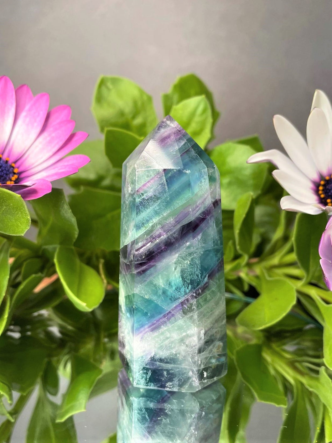 Natural Colorful Fluorite Crystal Tower Chakra Healing