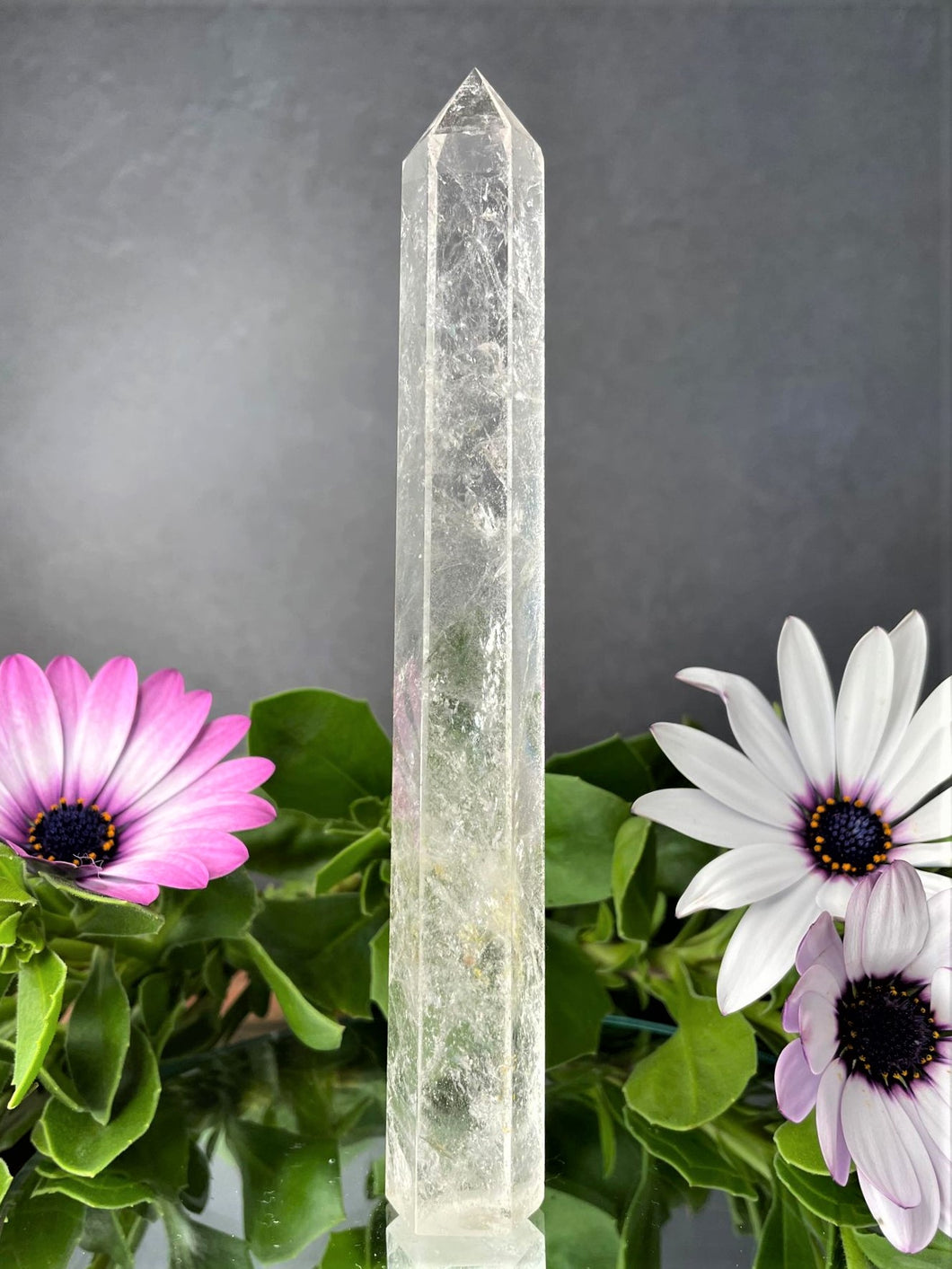 Skinny Meditation Wand Point Natural Clear Quartz Crystal