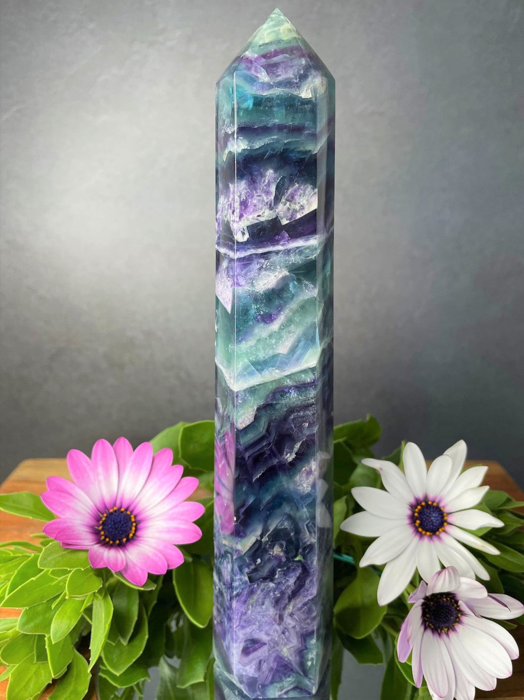 Large Stunning Natural Colorful Fluorite Tower